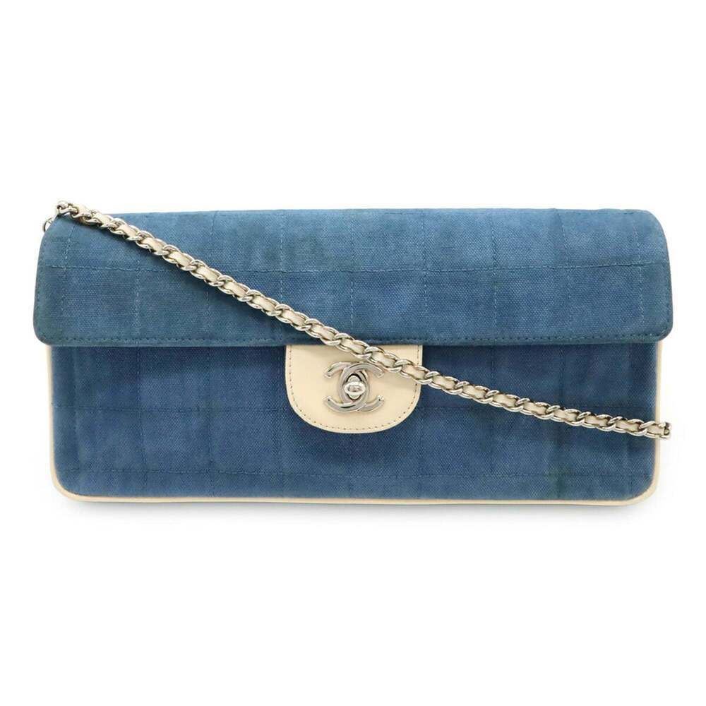 CHANEL Blue Leather Shoulder Bag